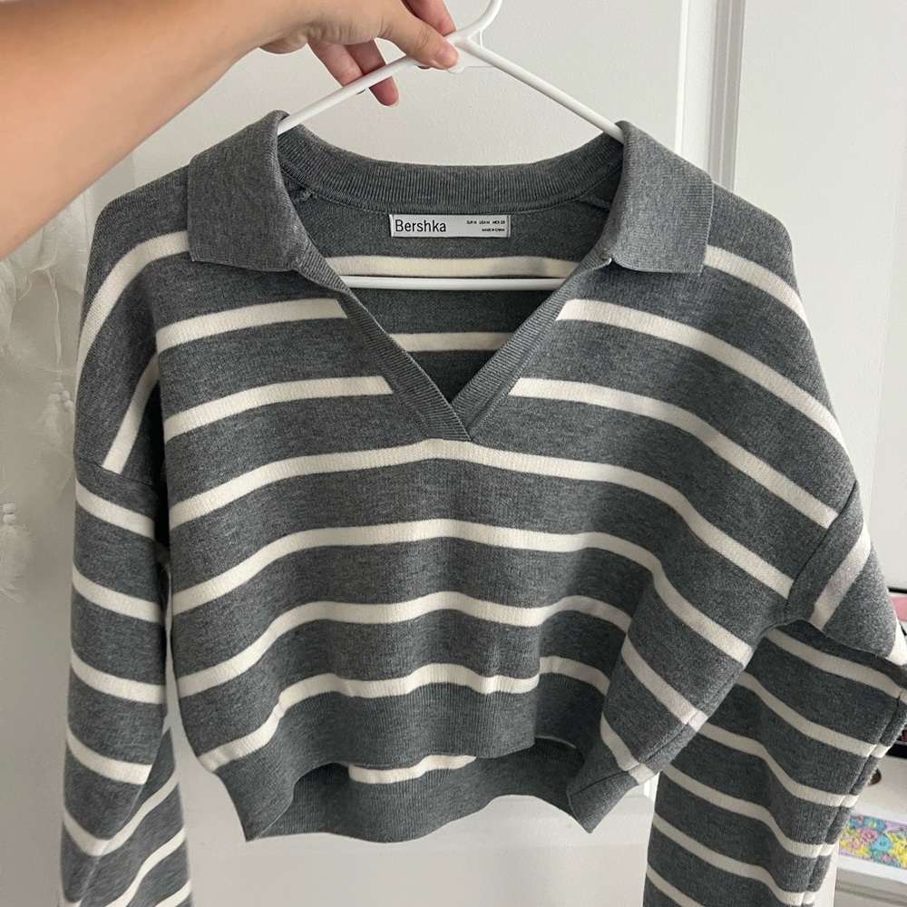 Bershka Striped Cropped Sweater